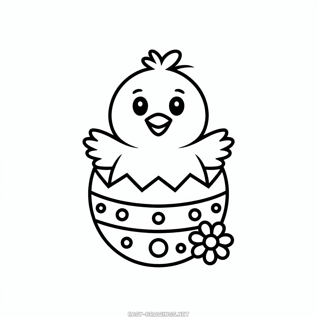 Cute Easter Chicken Easy Drawing