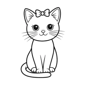 Cute Girly Cat Easy Drawing