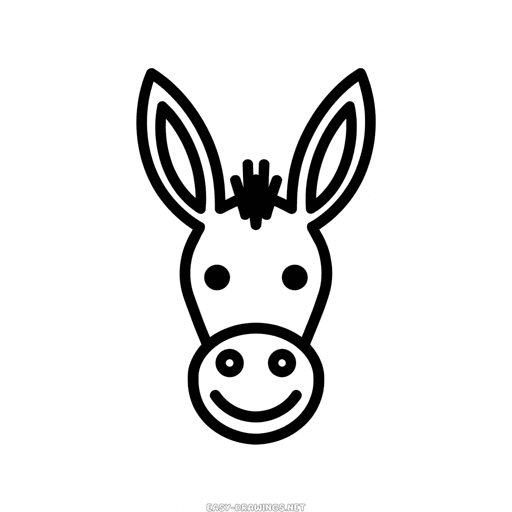Donkey face Easy Drawing
