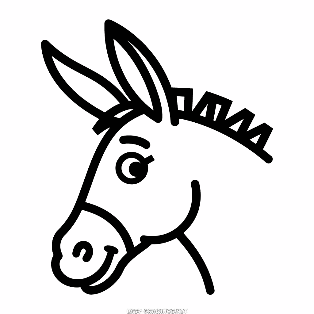Donkey head Easy Drawing