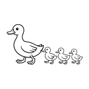 Duck and Ducklings walking Easy Drawing