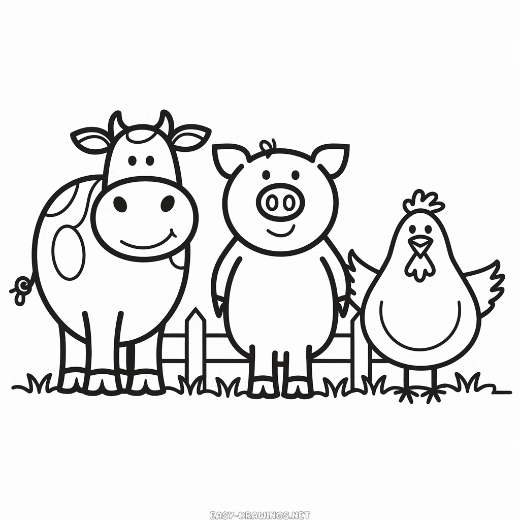 Farm animals Easy Drawing