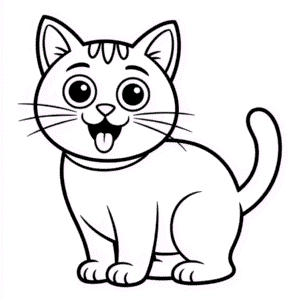 Funny Cartoon Cat Easy Drawing
