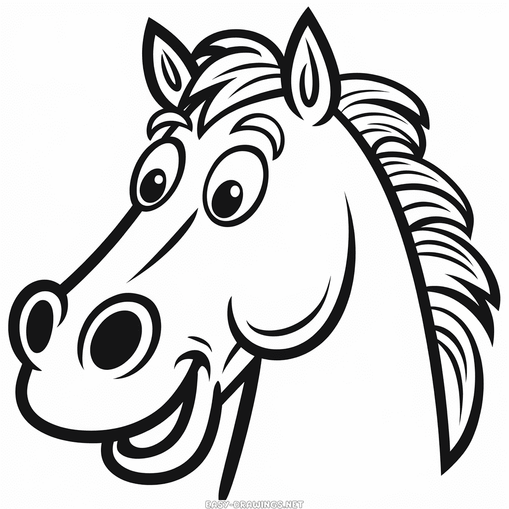 Funny horse head Easy Drawing