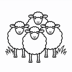Group of Sheep Easy Drawing