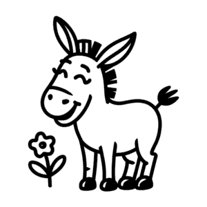 Happy Donkey Easy Drawing