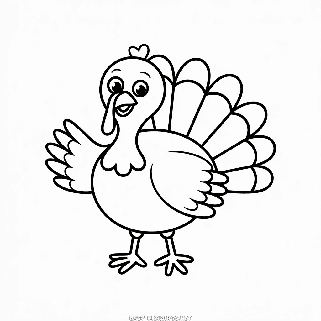 Happy turkey Easy Drawing