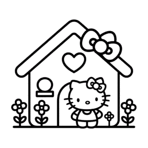 Hello Kitty House Easy Drawing