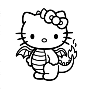 Hello Kitty in Dragon Costume Easy Drawing