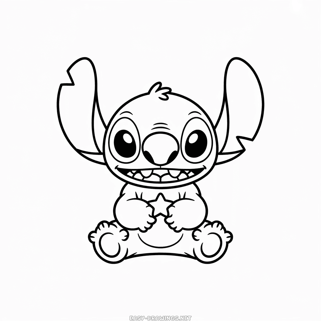 Kawaii Stitch Easy Drawing