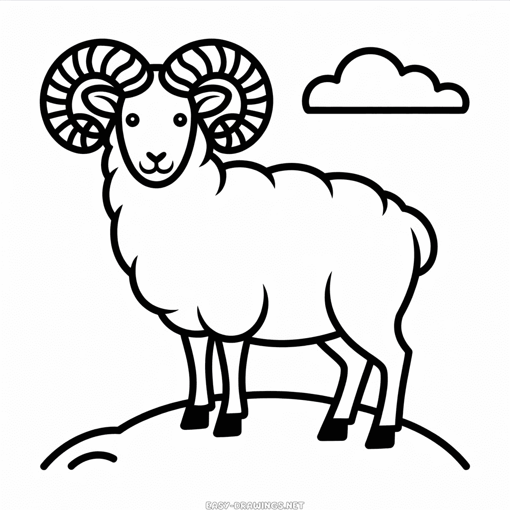 Moutain Sheep Easy Drawing