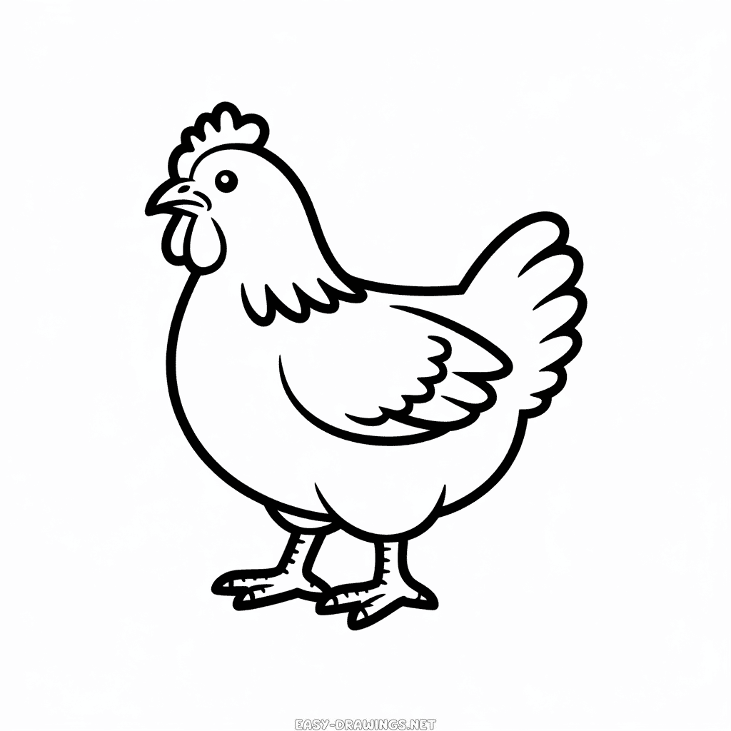 Plymouth Rock Chicken Easy Drawing