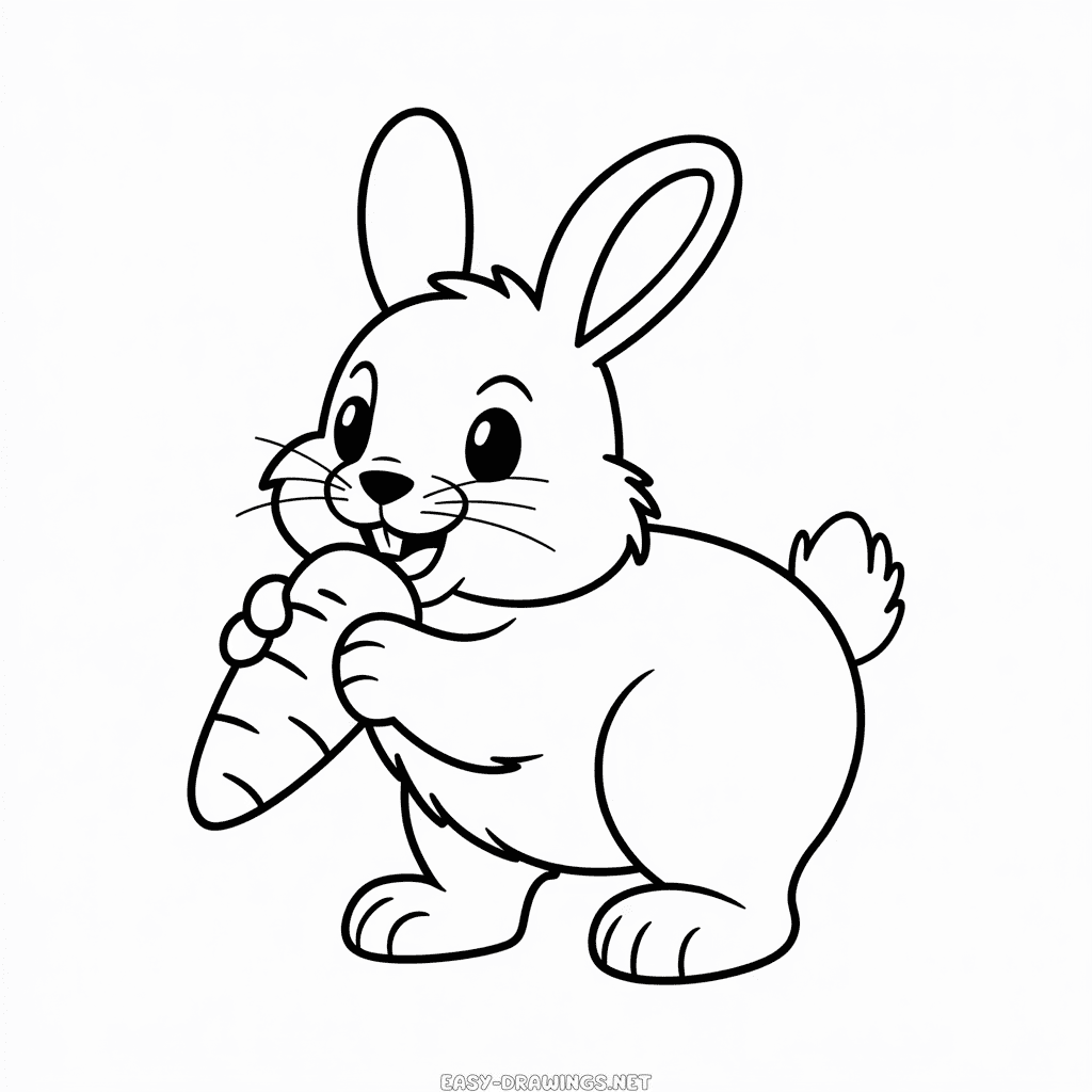 Rabbit and carrot Easy Drawing