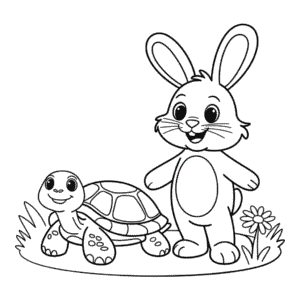 Rabbit and Turtle Easy Drawing