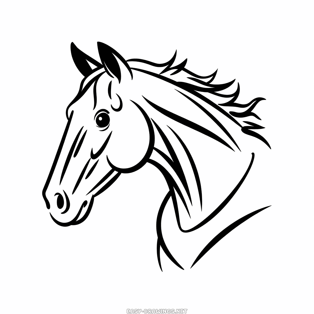 Realistic horse head Easy Drawing