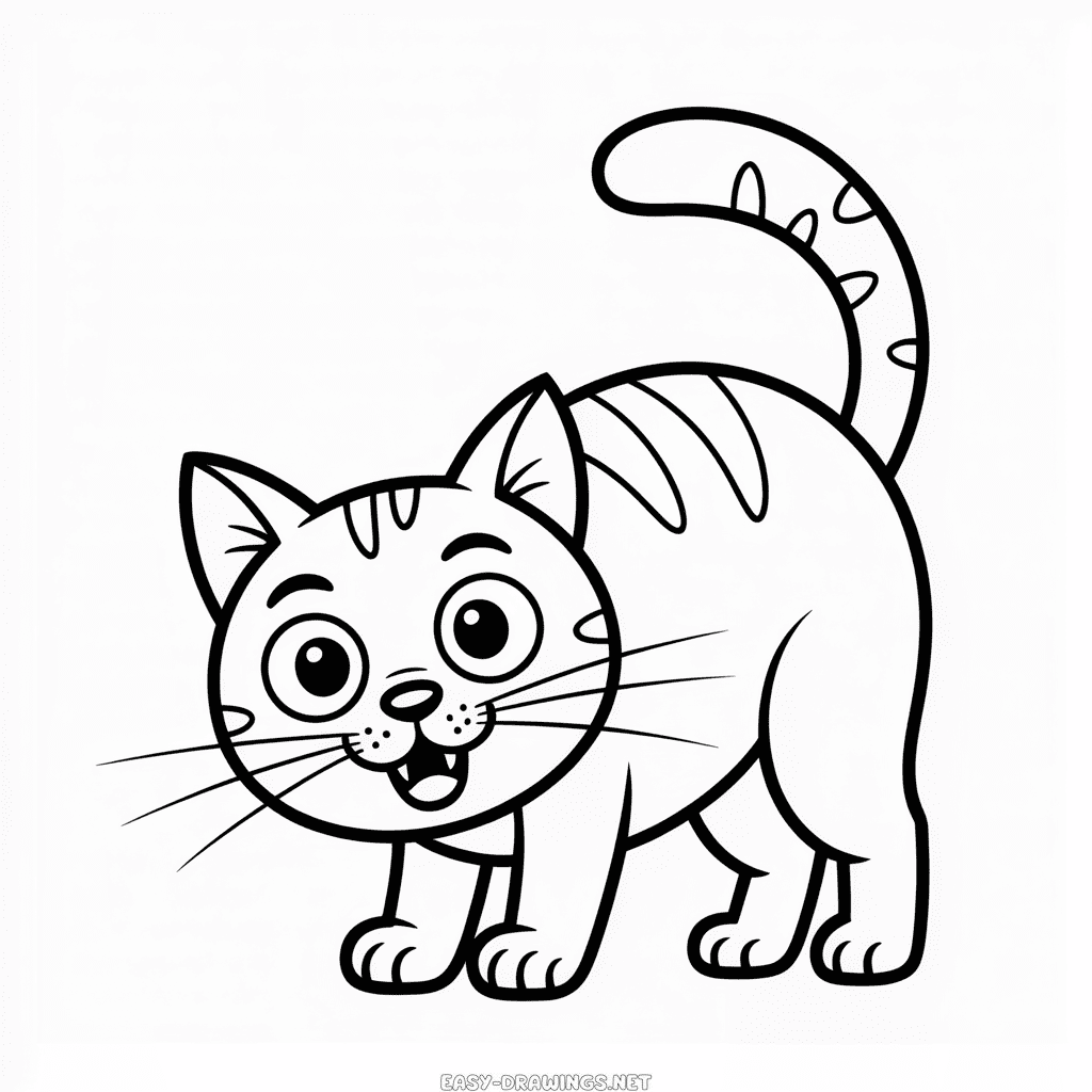 Scary Cartoon Cat Easy Drawing