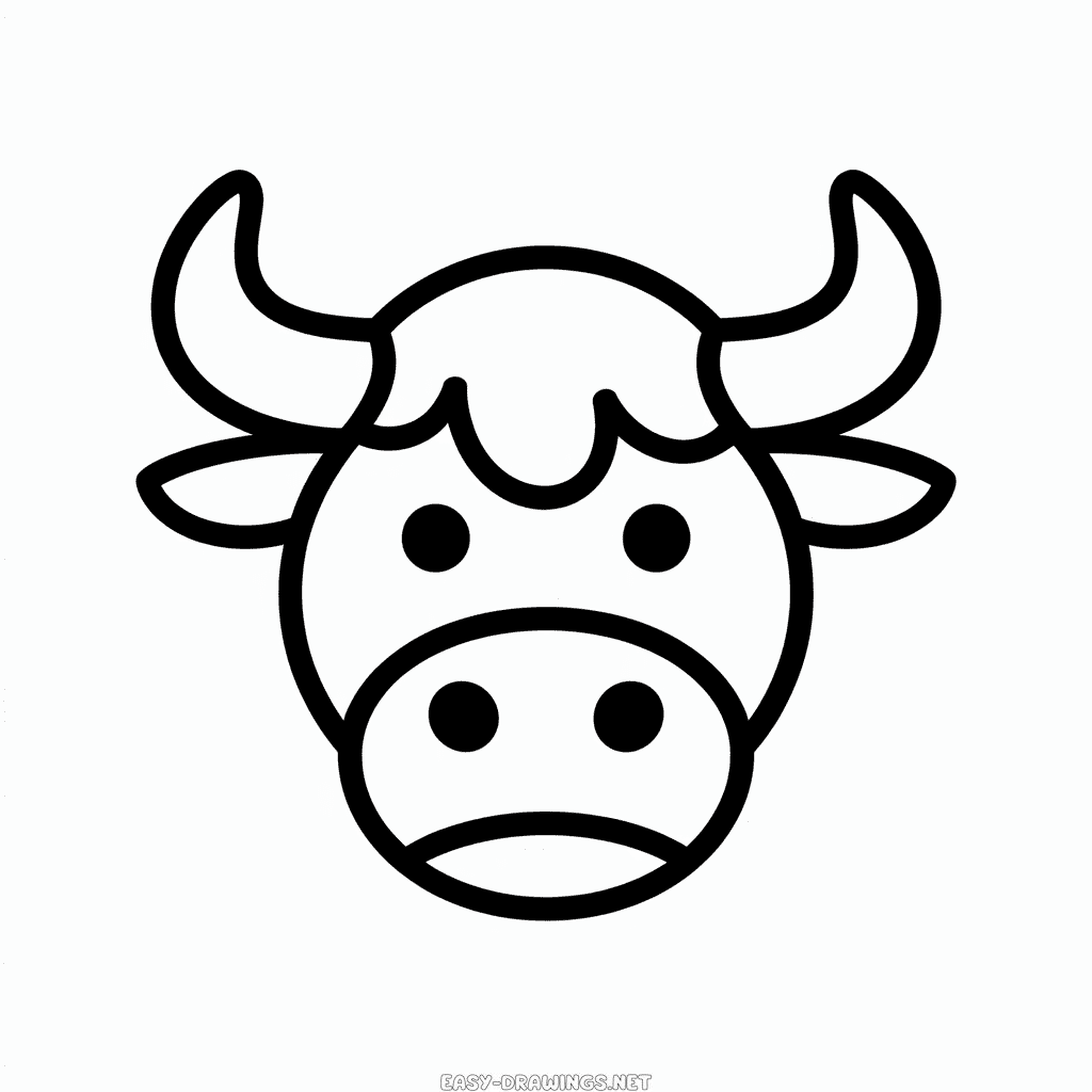 Simple bull head Easy Drawing