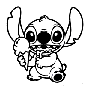 Stitch with Ice Cream Easy Drawing