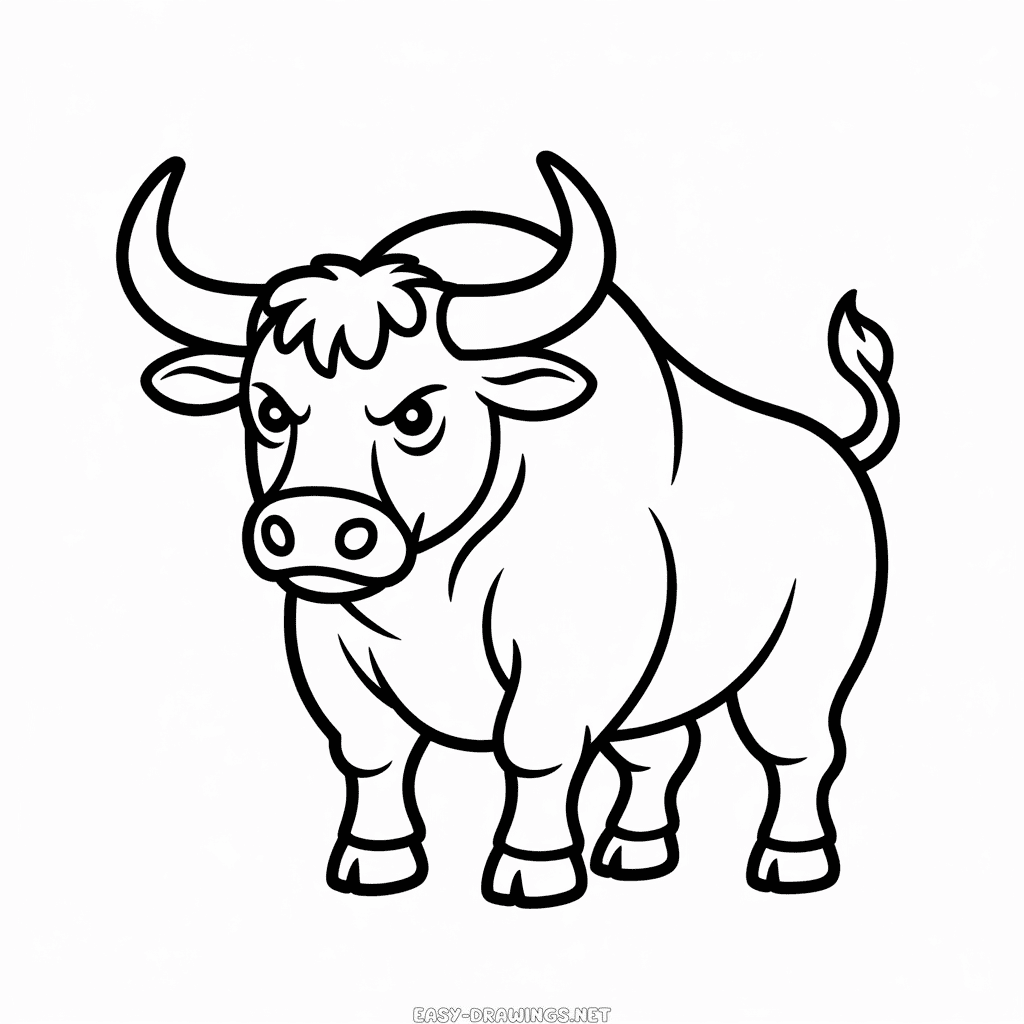 Angry bull Easy Drawing
