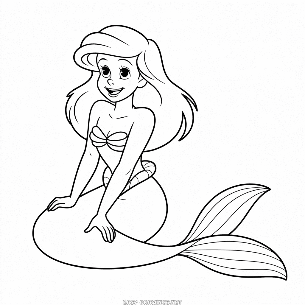 Ariel Outline Easy Drawing