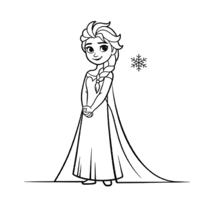 Black and White Elsa Easy Drawing