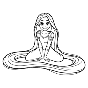 Black and White Rapunzel Easy Drawing