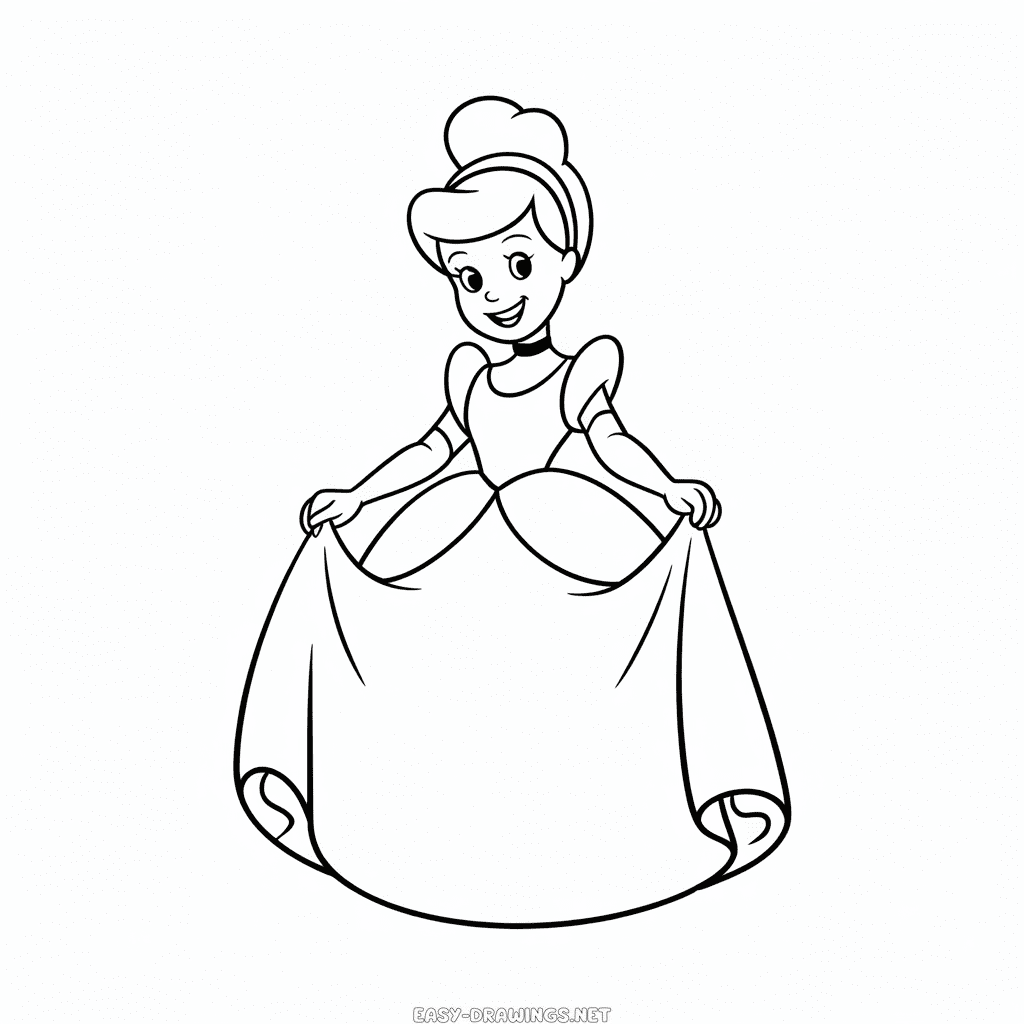 Cartoon Cinderella Easy Drawing