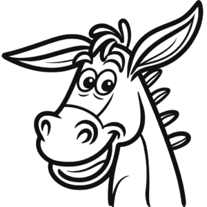 Cartoon Donkey Face Easy Drawing