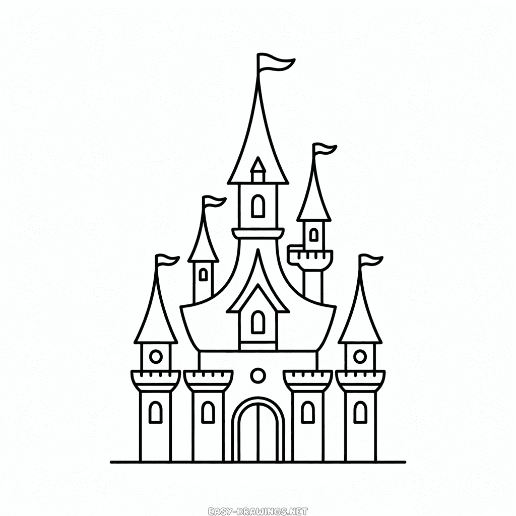 Cinderella Castle Easy Drawing