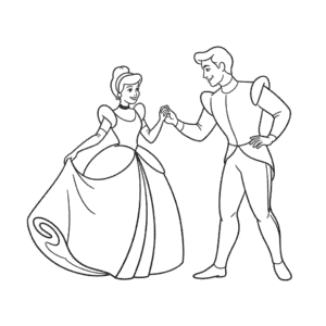 Cinderella Dancing with Prince Easy Drawing