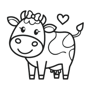 Cow with bow Easy Drawing