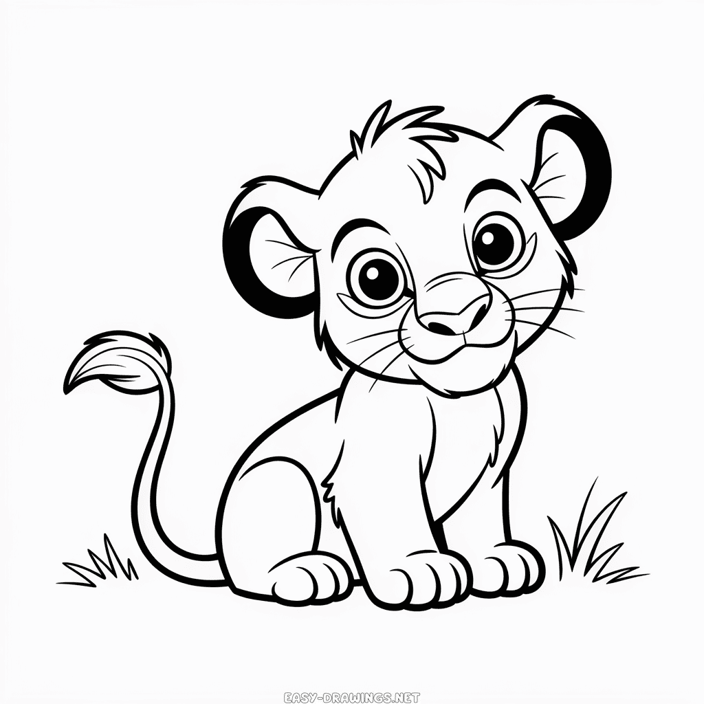 Cub from The Lion King Easy Drawing