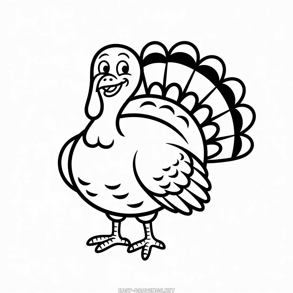 Cute turkey Easy Drawing