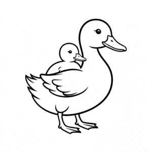 Duck Carrying Baby Easy Drawing