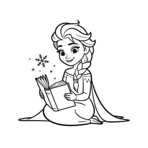 Elsa Reading a Book Easy Drawing