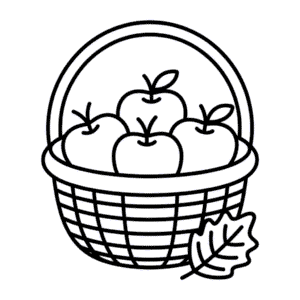 Fall Apple Basket Easy Drawing