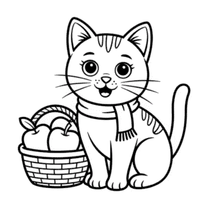 Fall Cat Easy Drawing