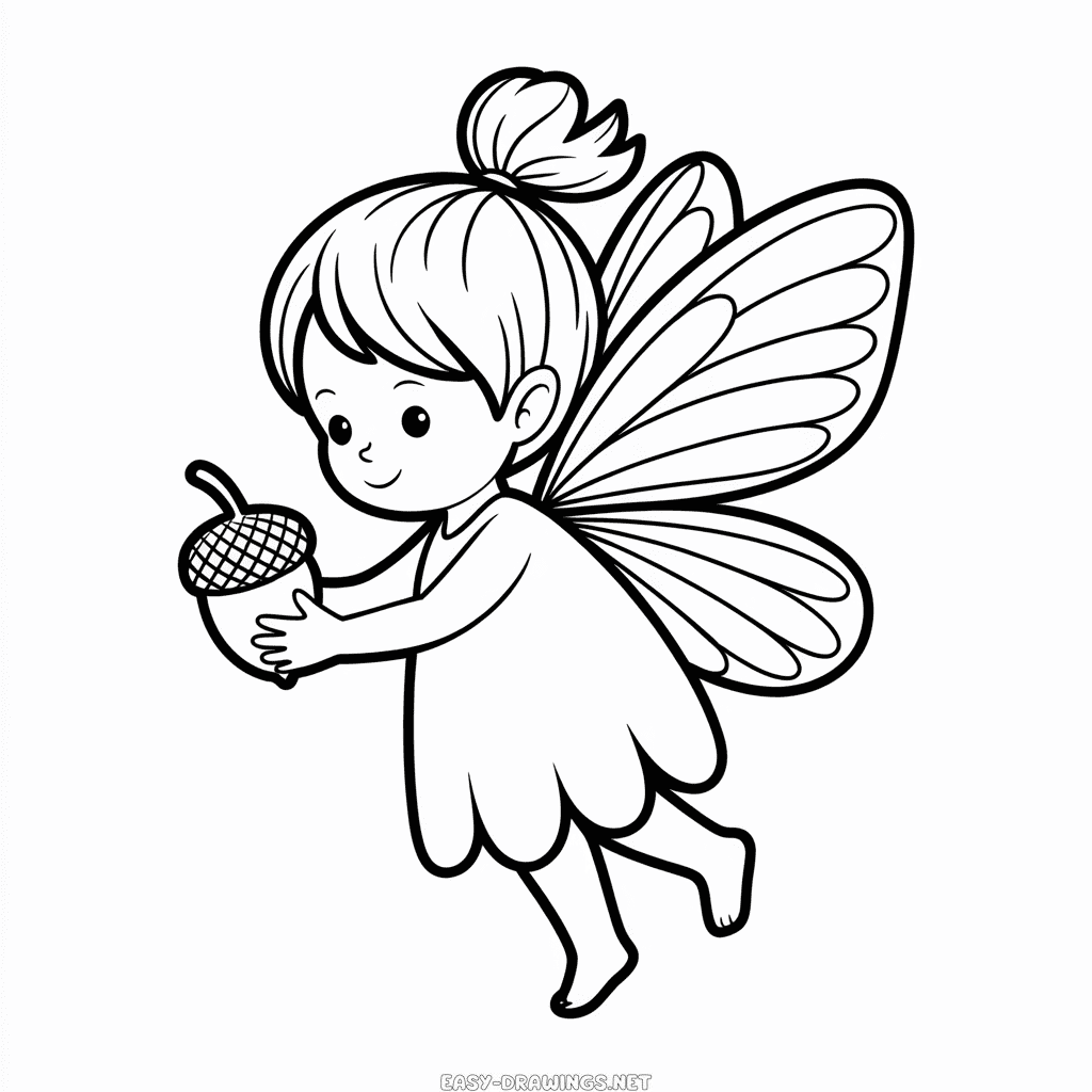 Fall Fairy Easy Drawing