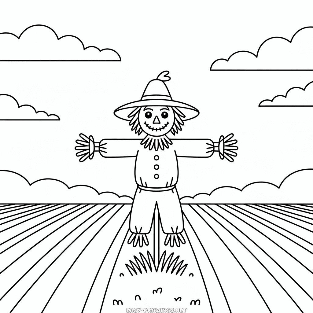 Fall Field Easy Drawing