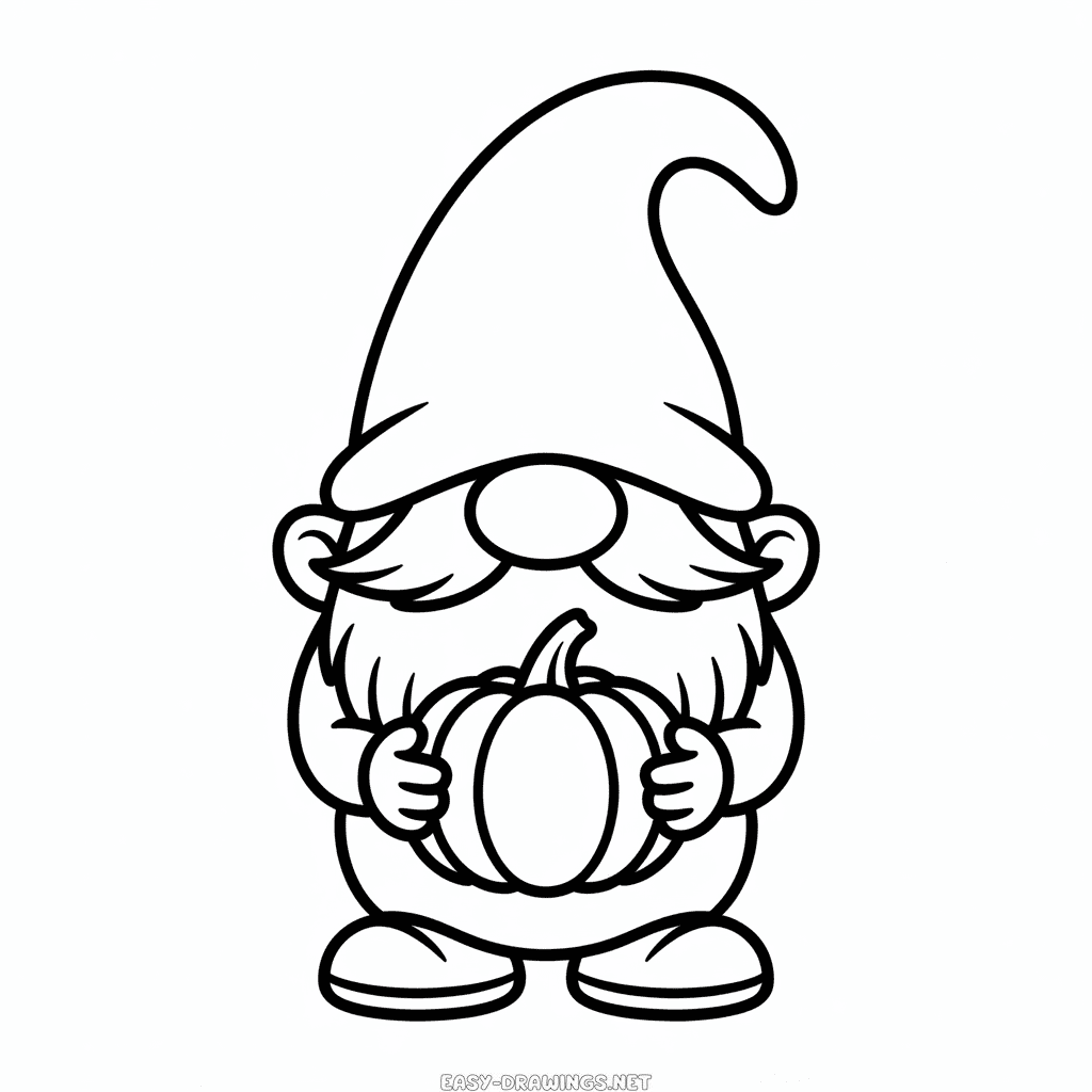 Fall Gnome Easy Drawing