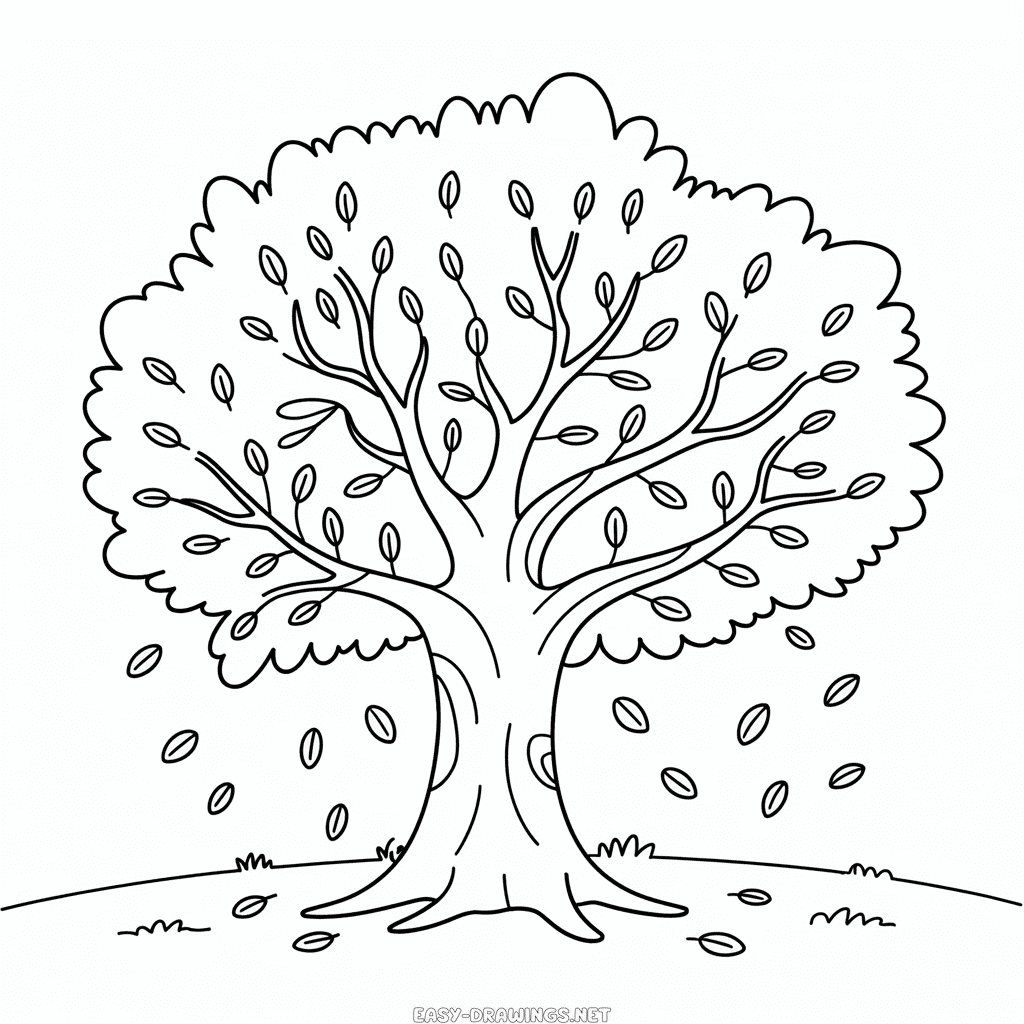 Fall Scene Easy Drawing