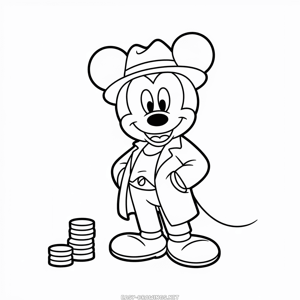 Gangster Mickey Easy Drawing