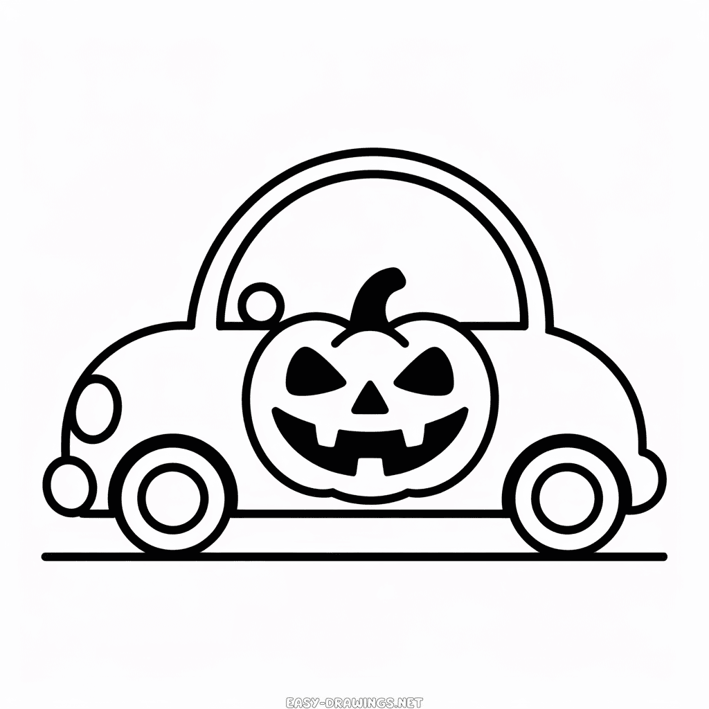Halloween Car Easy Drawing