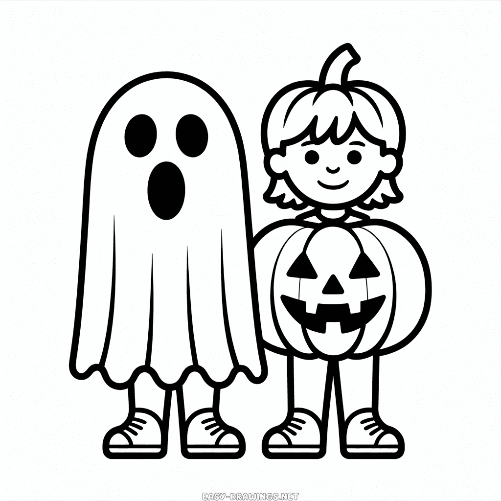 Halloween Children Easy Drawing