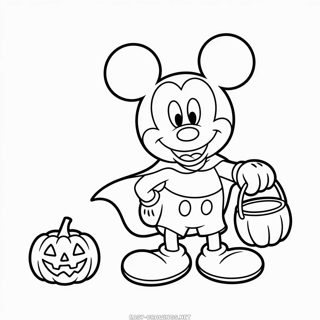 Halloween Mickey Easy Drawing
