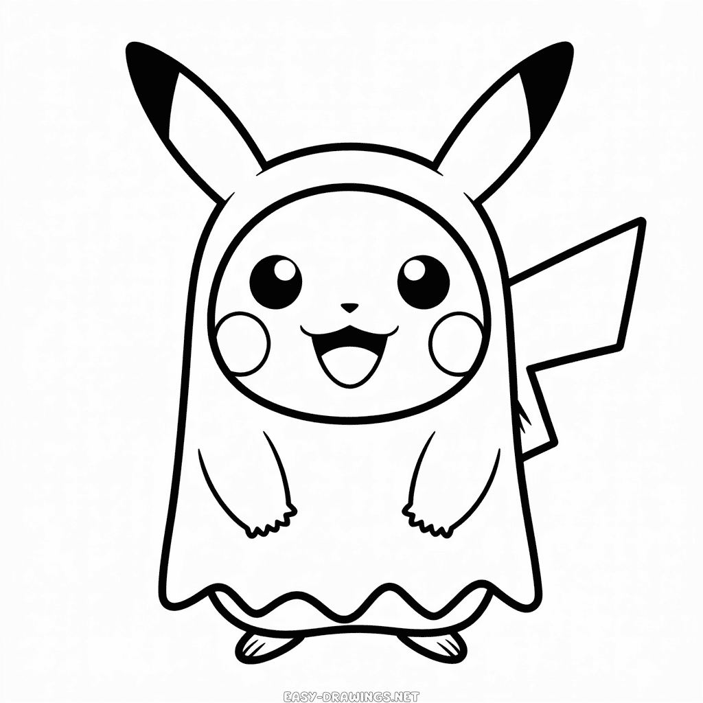 Halloween Pikachu Easy Drawing