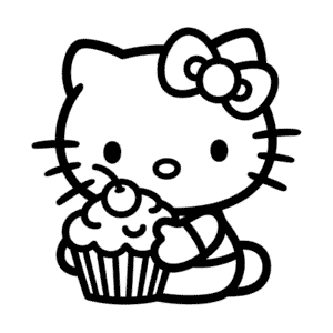 Hello Kitty and Cupcake Easy Drawing