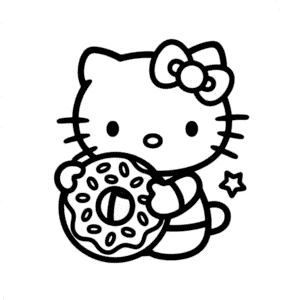 Hello Kitty and Donut Easy Drawing