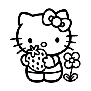 Hello Kitty and Strawberry Easy Drawing