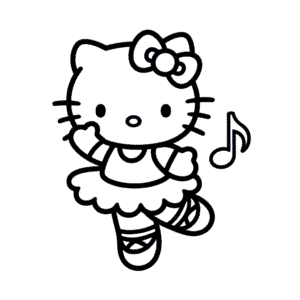 Hello Kitty Ballerina Easy Drawing
